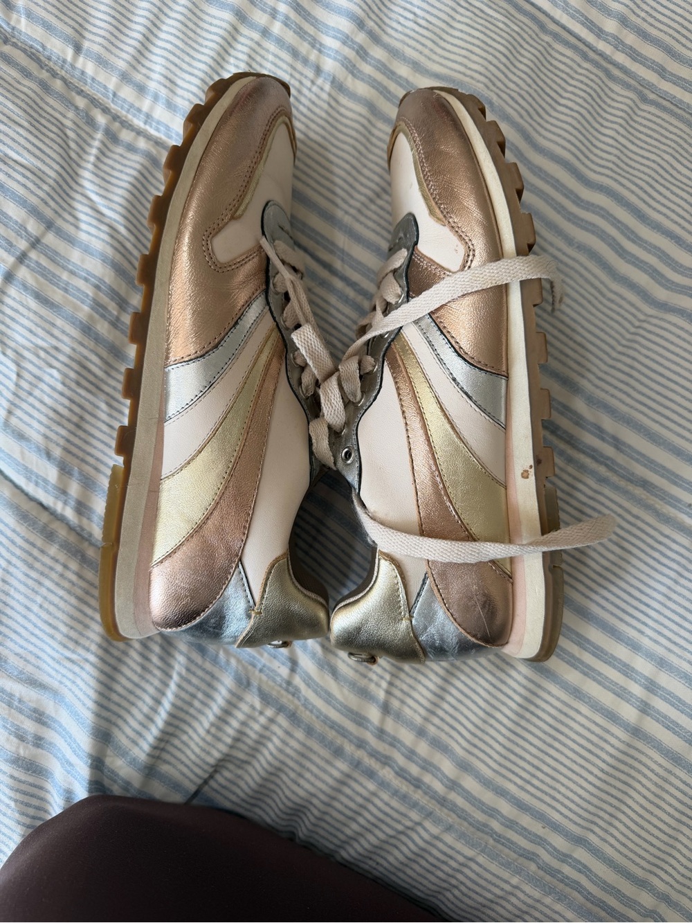 Coach Metallic Leather Sneakers Gold Silver Rose Gold Women’s 8.5